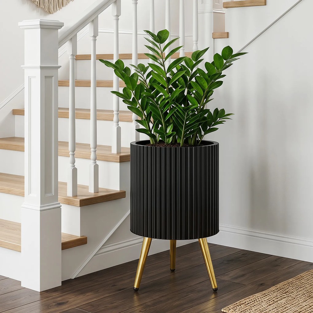 Floreira Alta para Plantas (NÃO INCLUIDA), 35 x 35 x 53,5 cm, Pernas Reguláveis, Preto