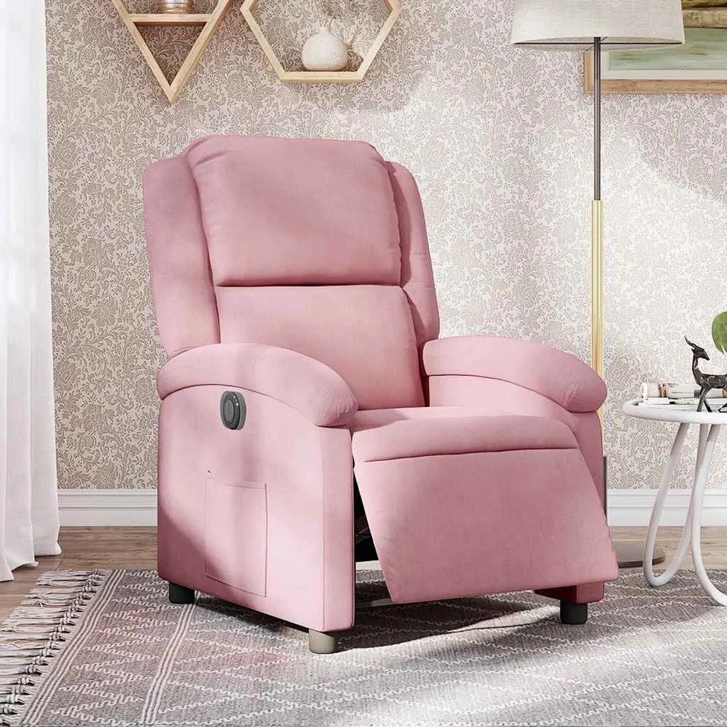 vidaXL Poltrona de massagens reclinável veludo rosa