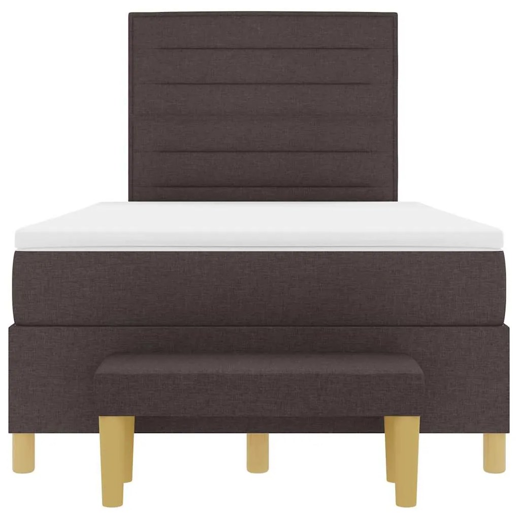Cama Box com Colchão e Banco Marrom Escuro 120x190 cm Tecido