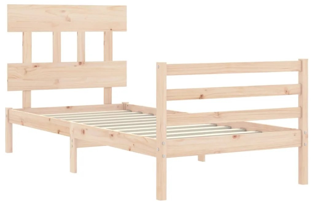 Estrutura de cama com cabeceira 100x200 cm madeira maciça