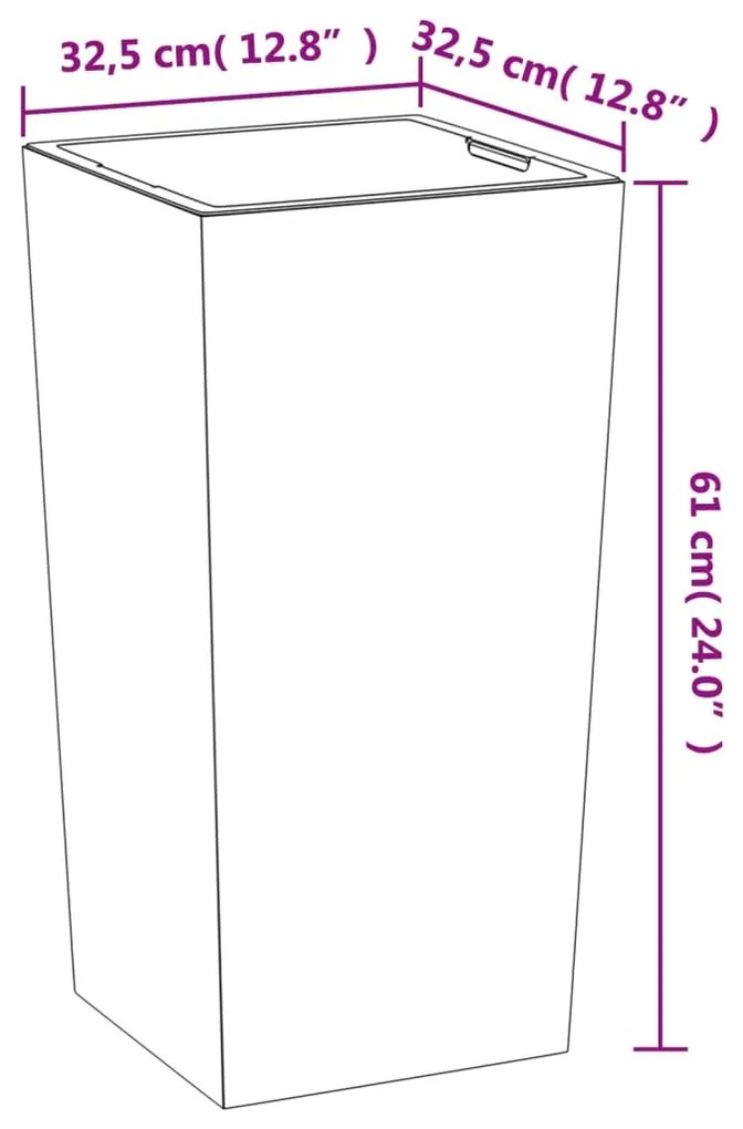 Vaso c/ interior removível 21/49 L + aspeto cimento antracite