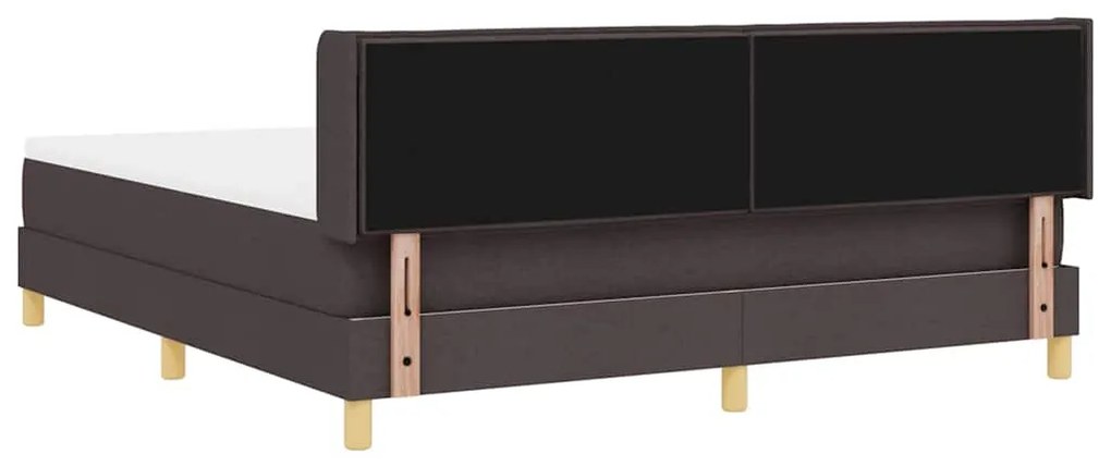 Cama Box Marrom Escuro e Branco 180 x 200 cm Poliéster