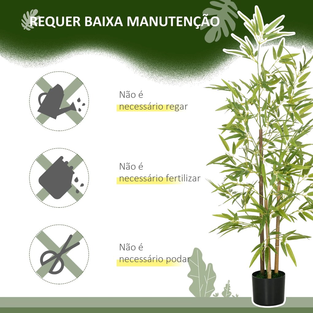 2 Plantas Artificiais com Vaso Plantas Sintéticas de Bambu com 498 Fol