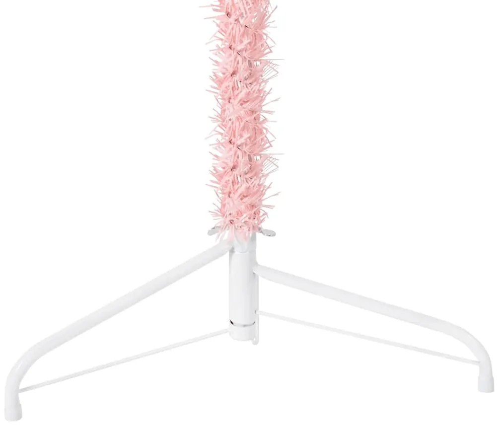 Meia árvore de Natal fina com suporte 240 cm rosa