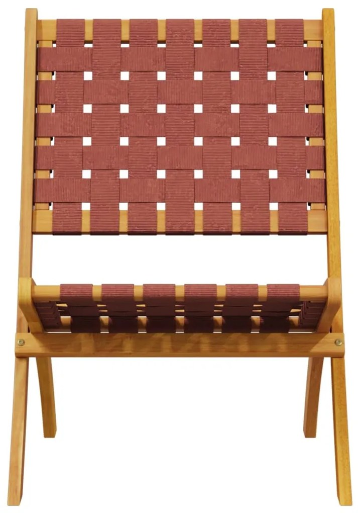 Cadeiras de jardim dobráveis 2pcs acácia maciça/tecido vermelho