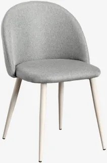 Pack De 4 Cadeiras De Jantar Estofadas E Em Aço Kana Beige Creme & Linho Cinza Concreto & Linho - Sklum