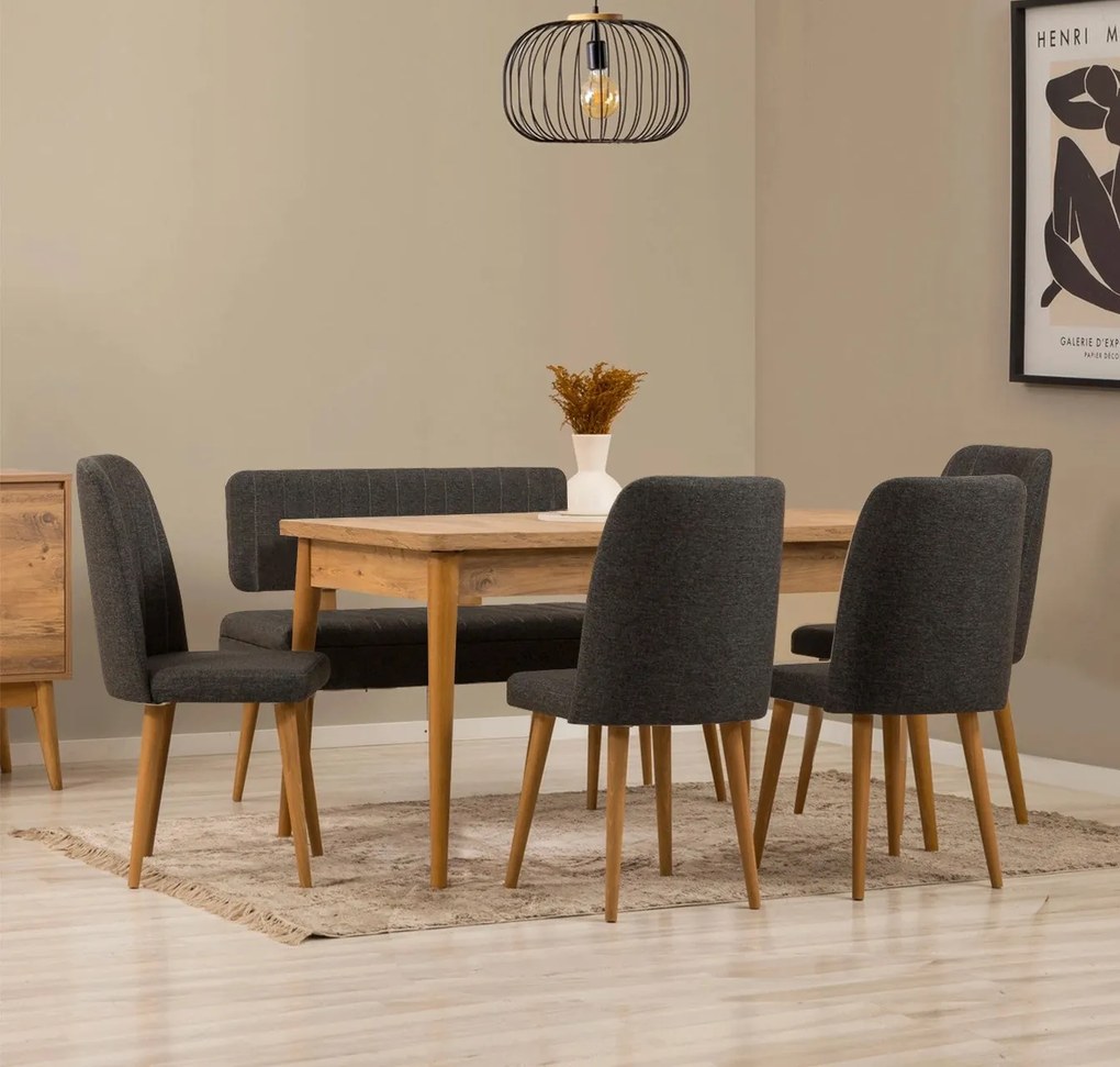 Conjunto de Mesa de Jantar Extensível e Cadeiras Vina – Pinho Atlântic