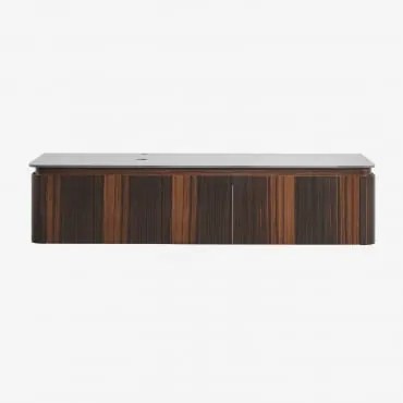 Conjunto De Móvel De Casa De Banho Suspenso 160x55 Cm Em Madeira Lavena Madeira Escura & Sem Espelho - Sklum
