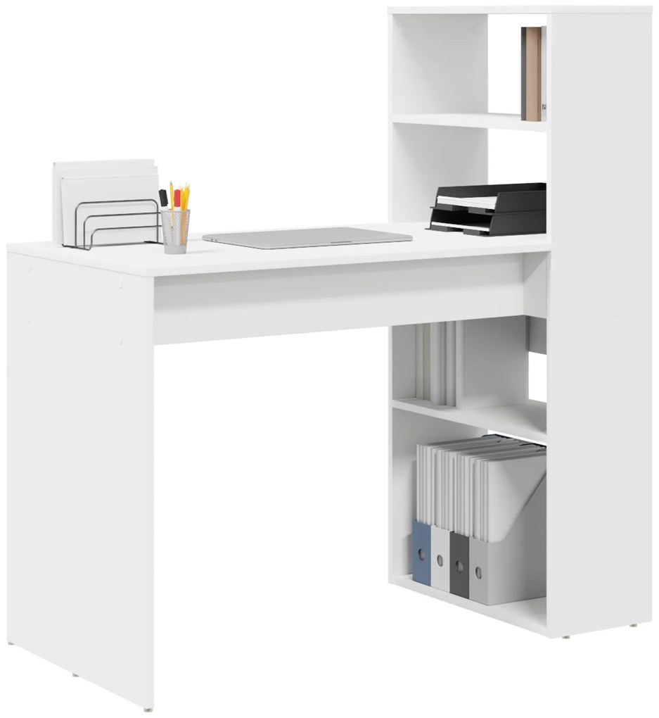 Mesa com Armazenamento Branca 113x54x120 cm Madeira Derivada