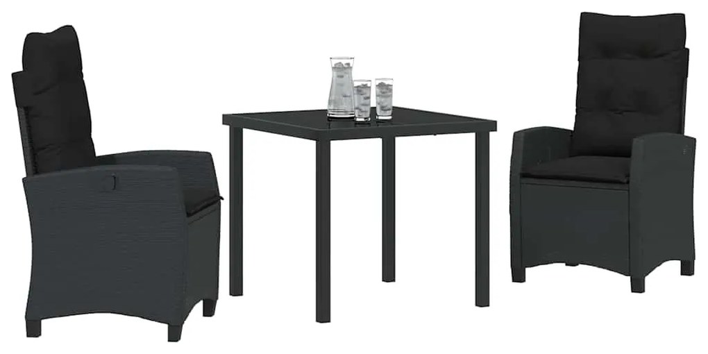Conjunto de Jantar de Jardim 3 Peças com Almofadas - Rattan Sintético