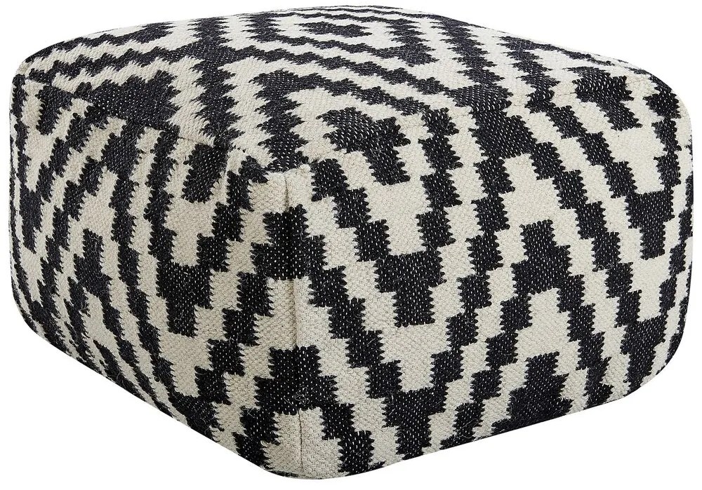 Pufe preto e branco 56 x 56 cm KNIDOS Beliani