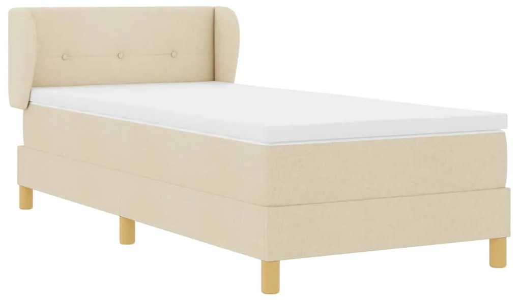 Cama Box Spring com Colchão - Creme - 80x200 cm - Tecido