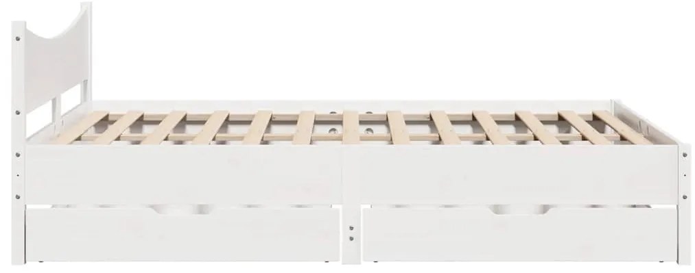Estrutura de cama com gavetas 160x200 cm pinho maciço branco