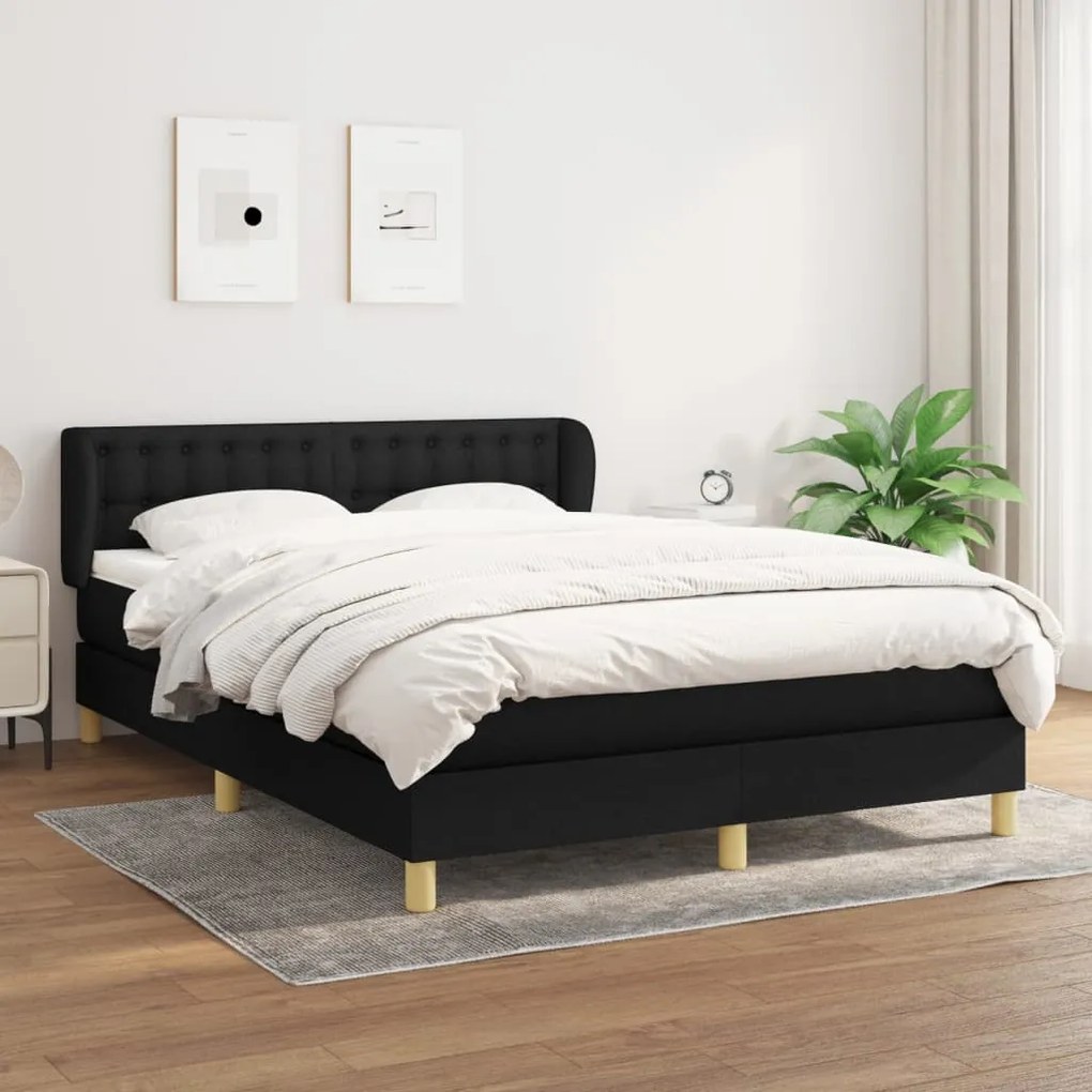 3127119 vidaXL Cama com molas/colchão 140x190 cm tecido preto