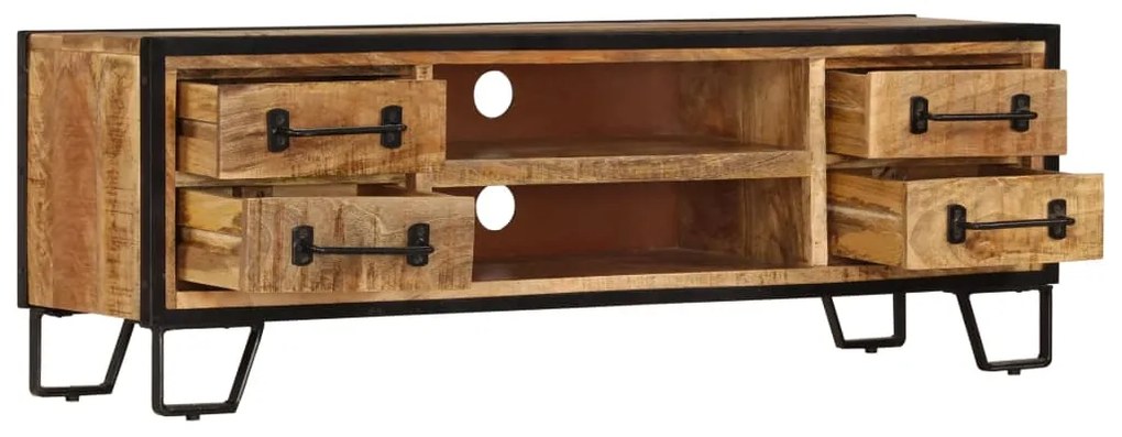 Móvel de TV c/ gavetas 120x30x40 cm madeira de mangueira maciça