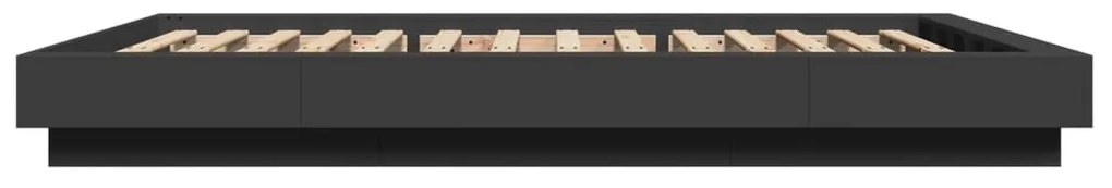 Estrutura cama c/ luzes LED 120x190 cm derivados madeira preto