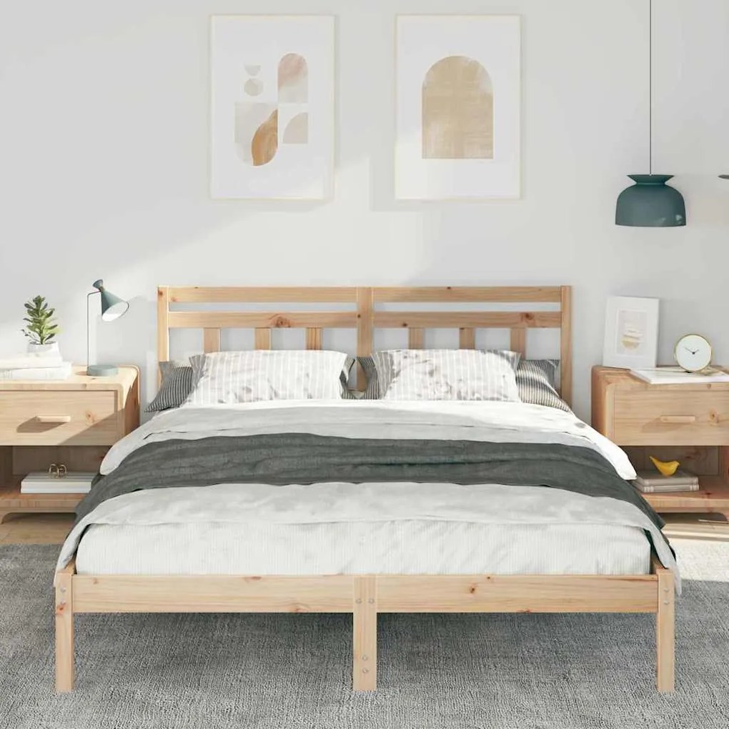 Estrutura da Cama Castanho 140 x 200 cm Madeira de pinho maciça