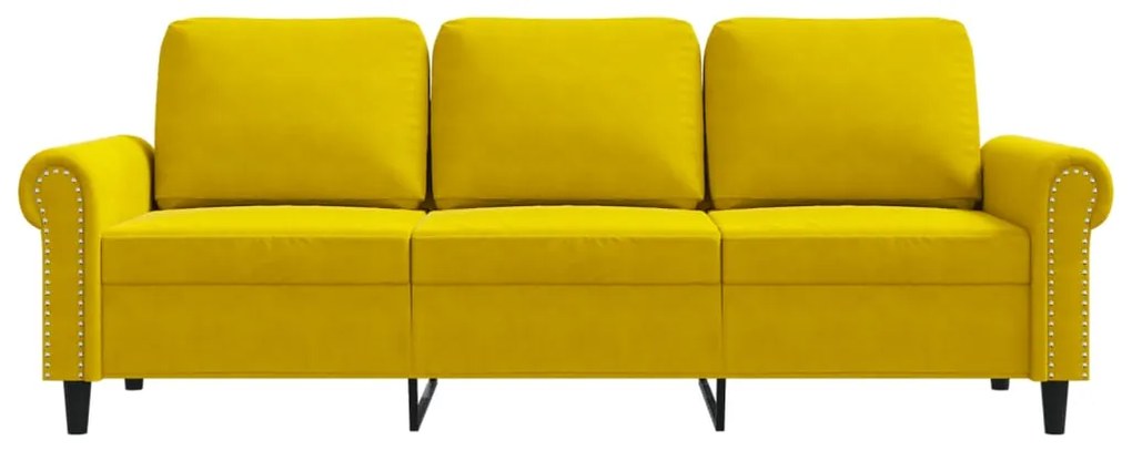 Sofá de 3 lugares 180 cm veludo amarelo