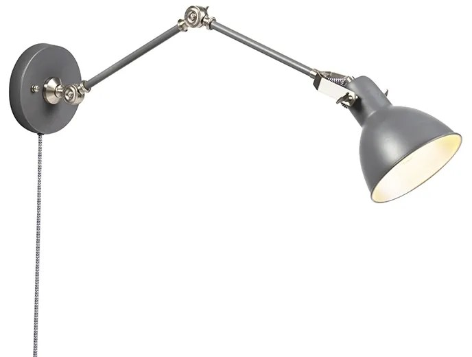 Candeeiro de parede industrial cinzento ajustável - Dazzle Design,Moderno