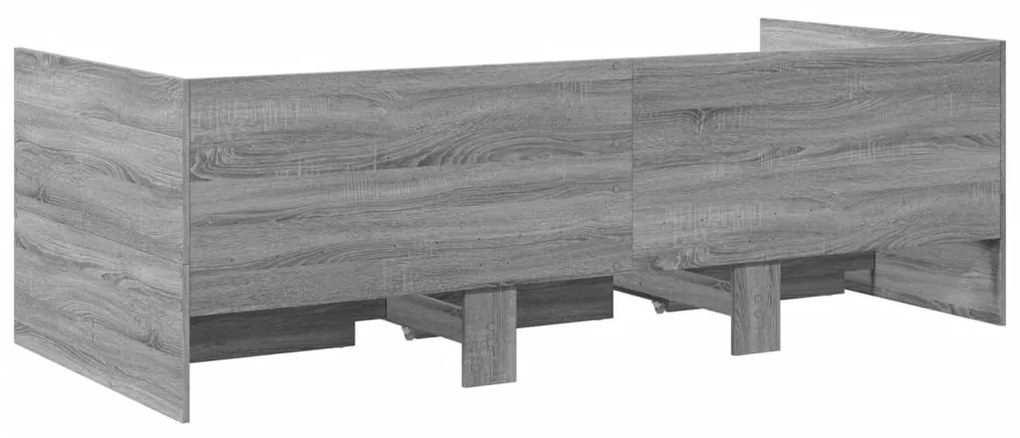 Sofá-cama com gavetas sem colchão 90x200 cm cinzento sonoma