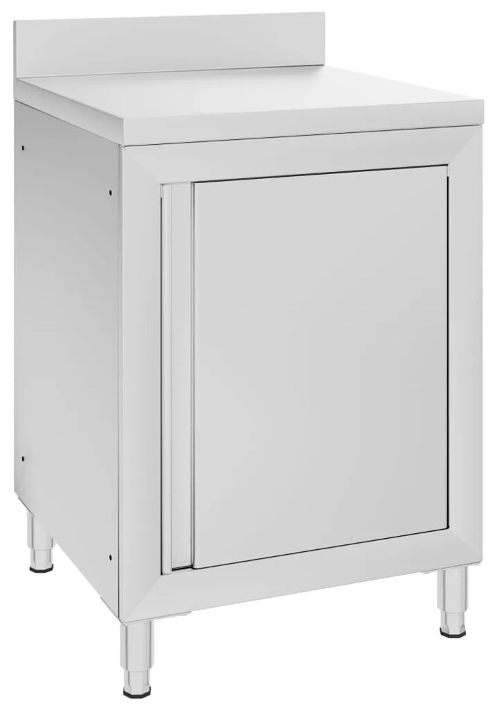 147229 vidaXL Mesa de trabalho comercial c/ armário 60x60x96cm aço inoxidável