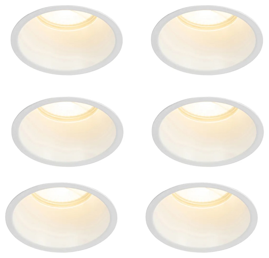 Conjunto de 6 Spots Embutidos Brancos GU10 70mm IP44 - Dept