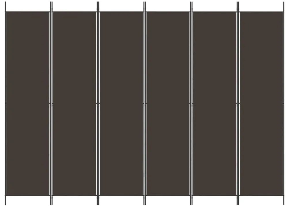 Divisória/biombo com 6 painéis 300x220 cm tecido castanho