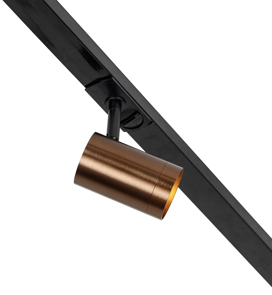 Sistema de calhas moderno monofásico com 5 focos bronze escuro - Jeana Moderno