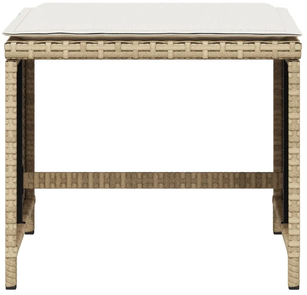 Bancos de jardim com almofadões 4 pcs 41x41x36 cm vime PE bege