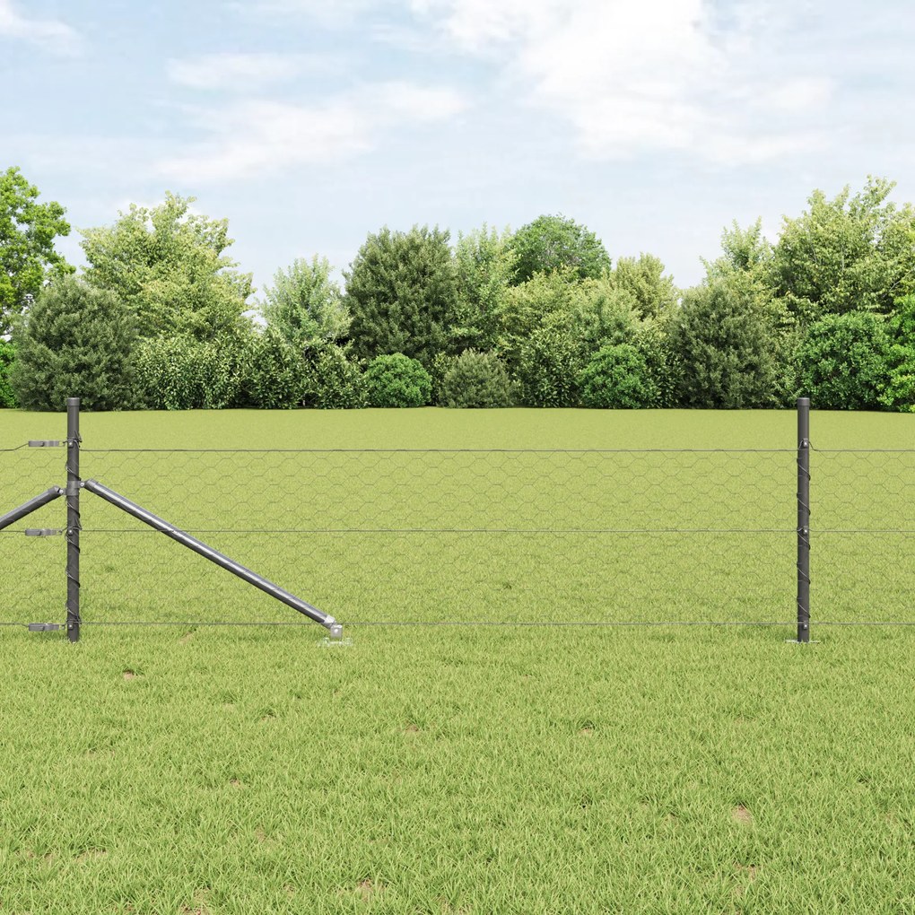 Cerca Hexagonal vidaXL Cinza 0.4x100 m Aço