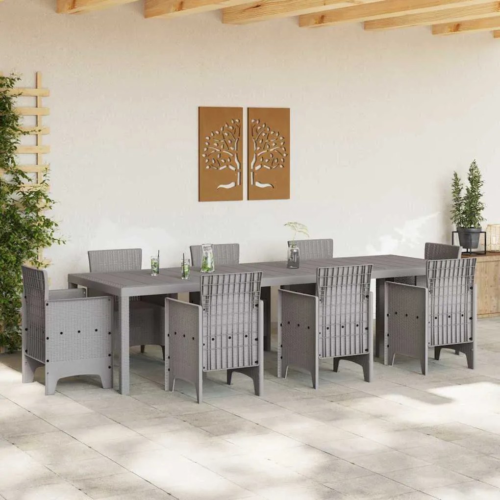 Mesa de Jardim Cinzento-Claro 300x100x73 cm Poli Rattan