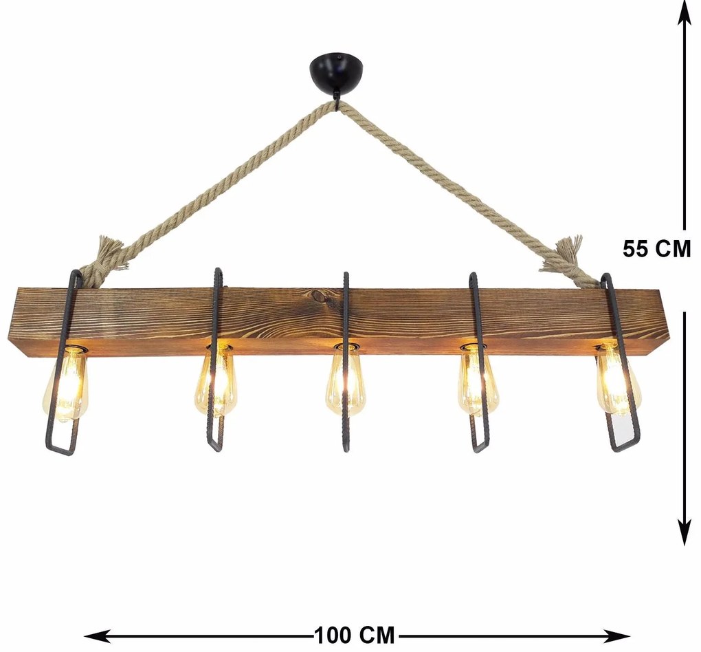 Chandelier Demir – Walnut/Black/Beige – 100 x 11 x 55 cm