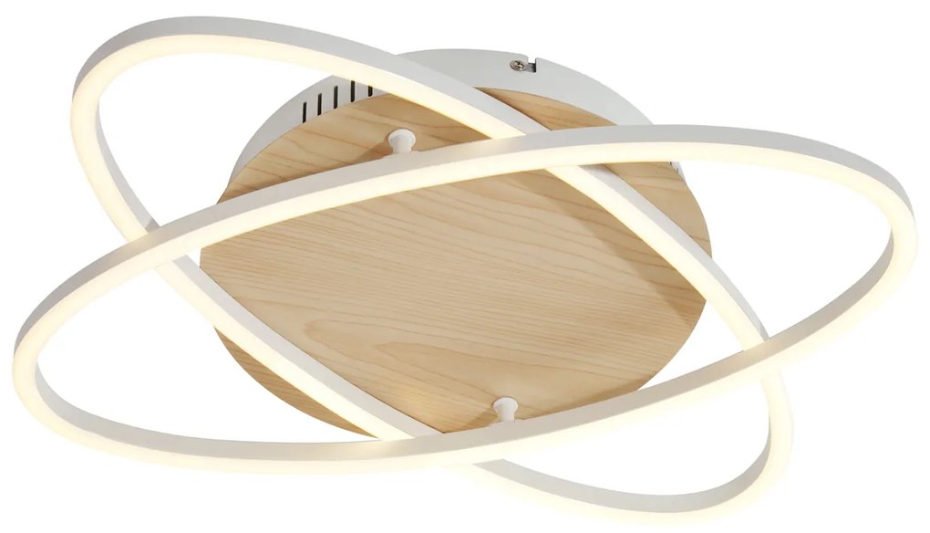 Plafon Branco com Madeira Incl. LED Regulável em 3 Níveis 2-Luzes - Kane Moderno