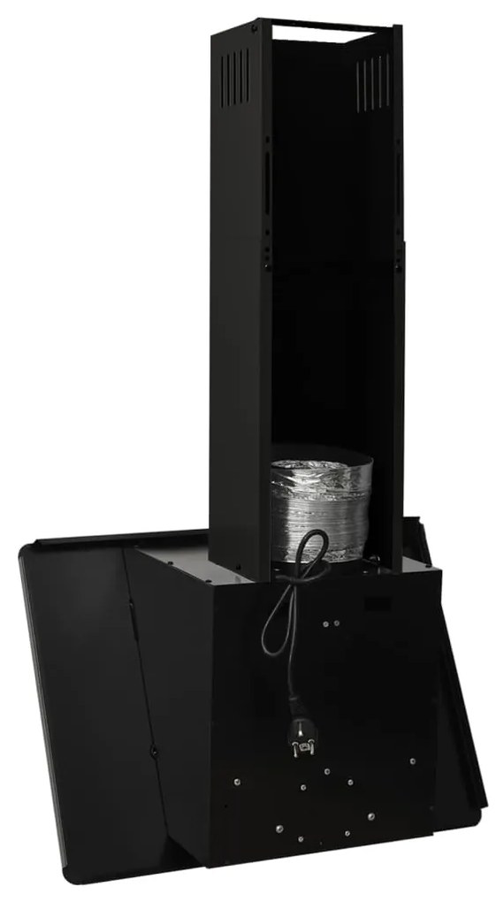 Exaustor de parede 60 cm aço inoxidável e vidro temperado preto