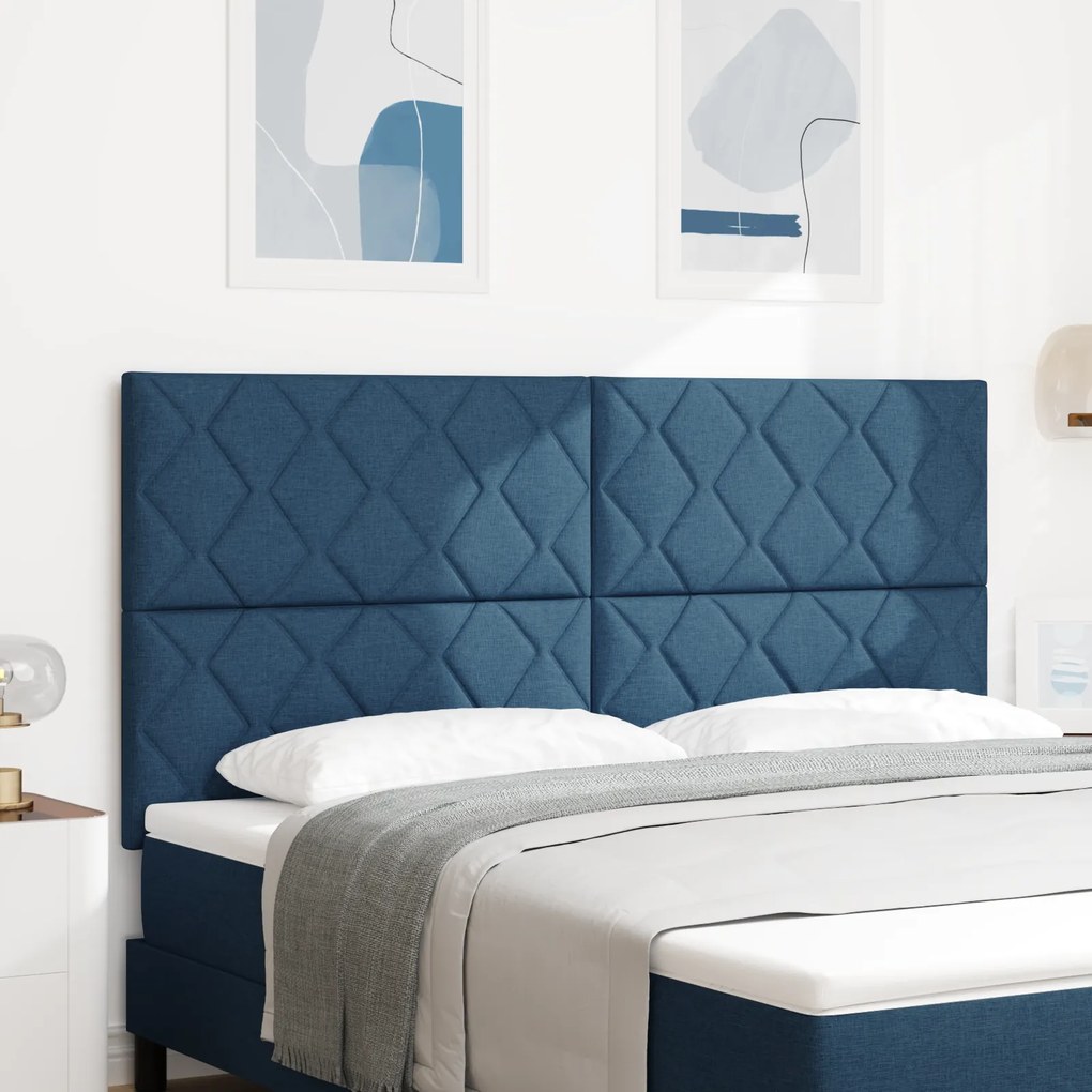 Cabeceira LED vidaXL Design Blocos de Diamante Azul 180 cm Tecido