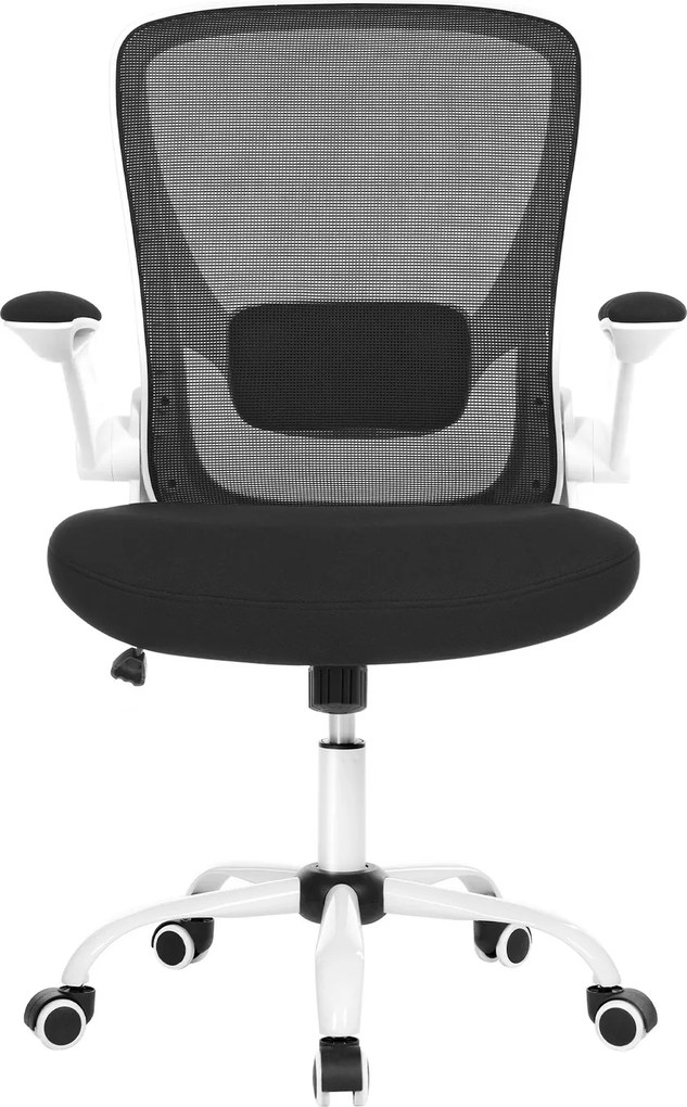 Cadeira de escritório giratória, design ergonómico em malha respirável Preta e branca