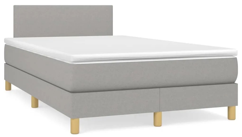 vidaXL Cama boxspring com colchão 120x190 cm tecido cinzento-claro