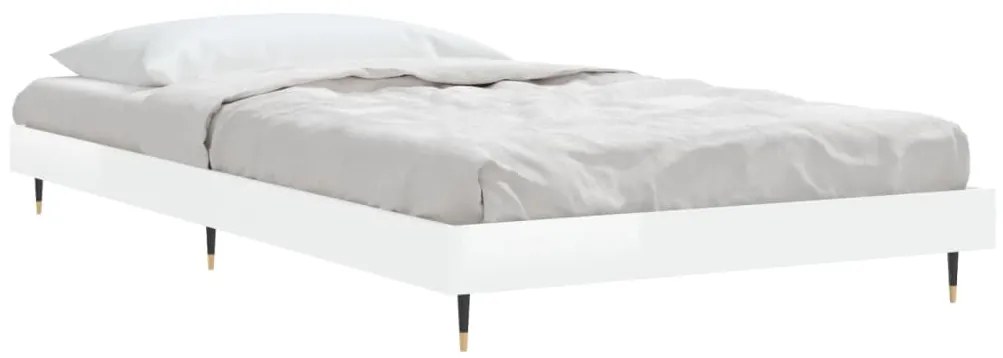 Estrutura cama 90x200 cm derivados de madeira branco brilhante