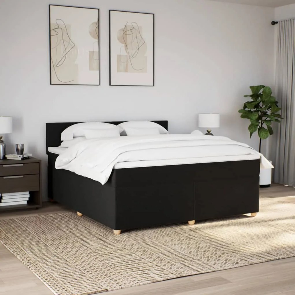 Cama com molas/colchão 180x200 cm tecido preto