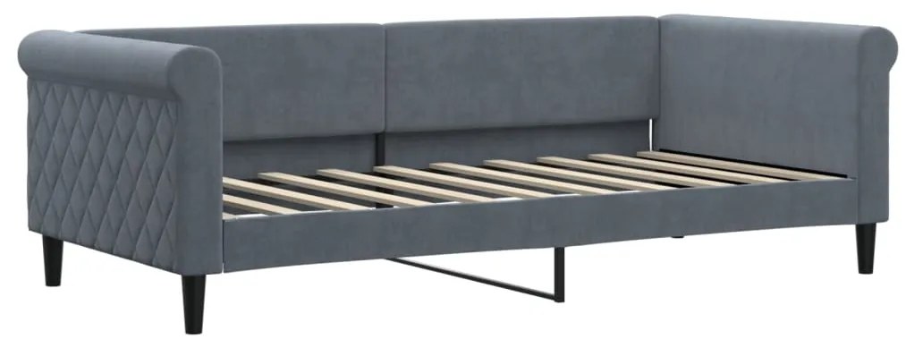 Sofá-cama com colchão 90x190 cm veludo cinzento-escuro