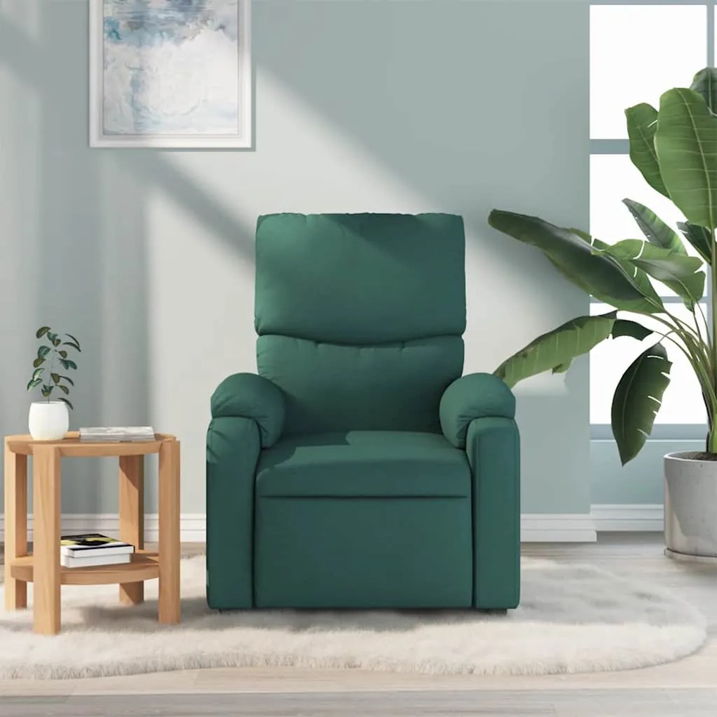 Poltrona de massagens reclinável tecido verde-escuro