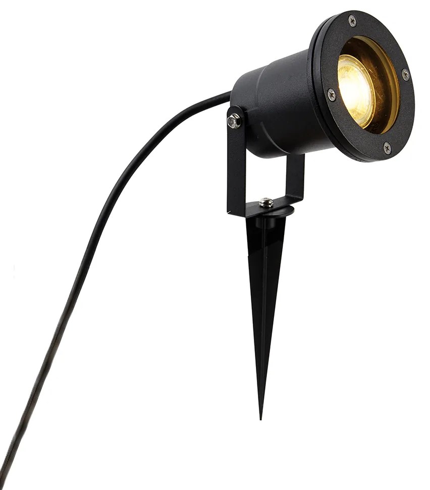 Espeto de Jardim Moderno Preto Incl. Cabo de 200cm e Ficha IP65 - Basic