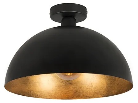Luminária de teto industrial preta com dourado 35 cm - Magna Country / Rústico