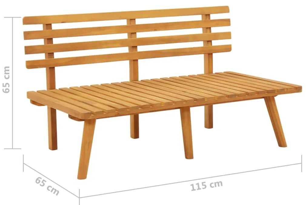 Banco de jardim com almofadões 115 cm madeira acácia maciça