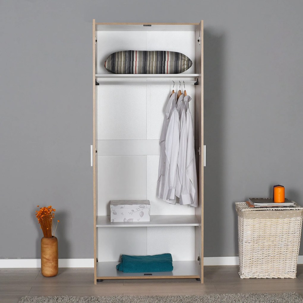Roupeiro "Aurelio" – Carvalho Sonoma– 80 x 187 x 47 cm – Design Modern