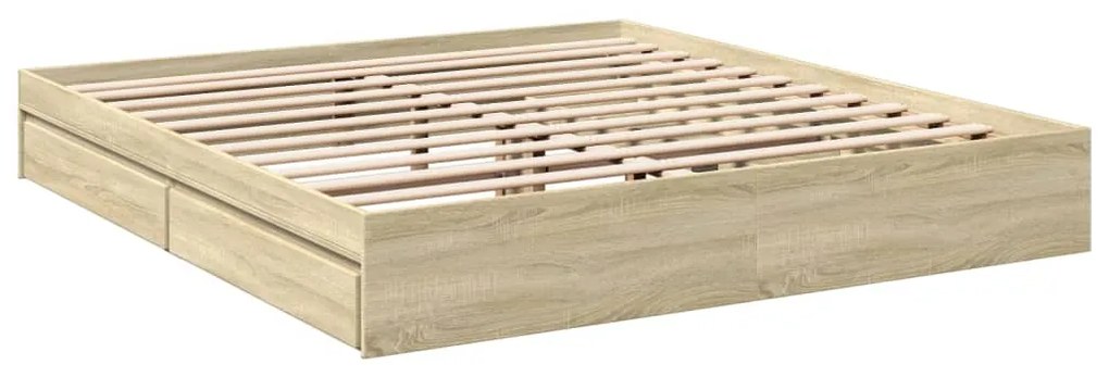Estrutura de cama c/ gavetas derivados madeira carvalho sonoma