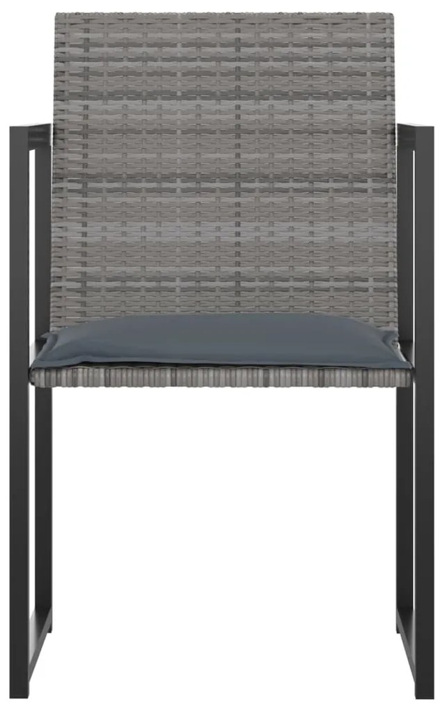 5pcs conjunto de jantar p/ exterior c/ almofadões vime PE cinza