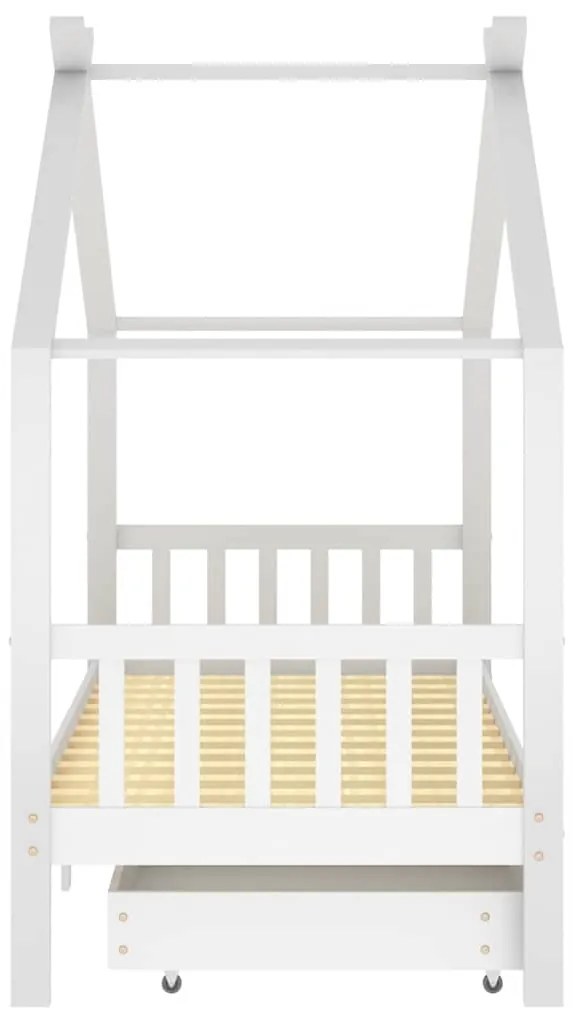 Estrutura cama criança c/ gavetas 90x200 cm pinho maciço branco