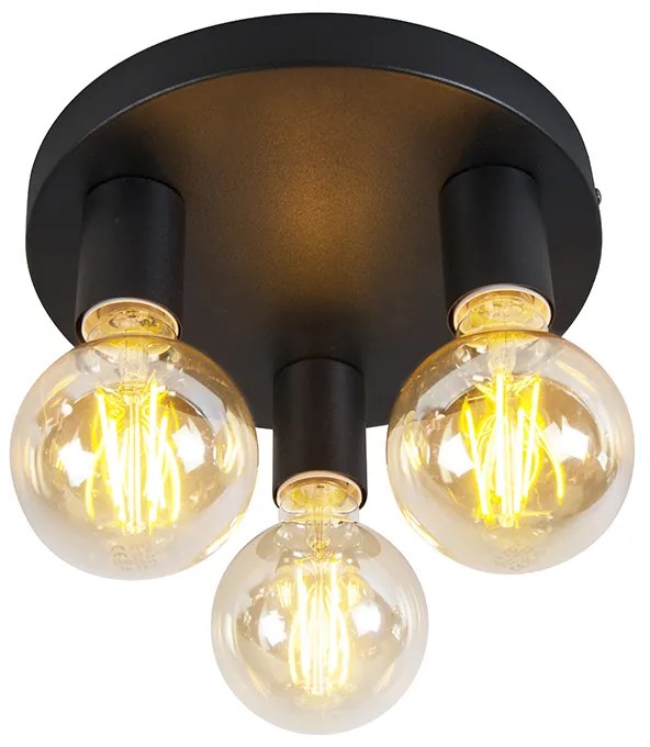 LED Candeeiro de teto inteligente moderno preto com 3 lâmpadas WiFi G95 - Facil Clássico / Antigo