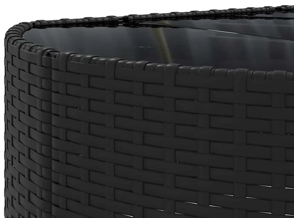 8 pcs conjunto sofás de jardim com almofadões vime PE preto